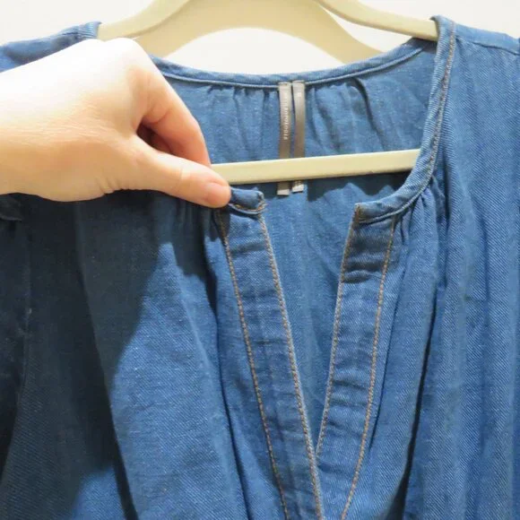 BY ANTHROPOLOGIE The Somerset Mini Dress Denim Edition Tiered Boho Comfort XS - Picture 7 of 15